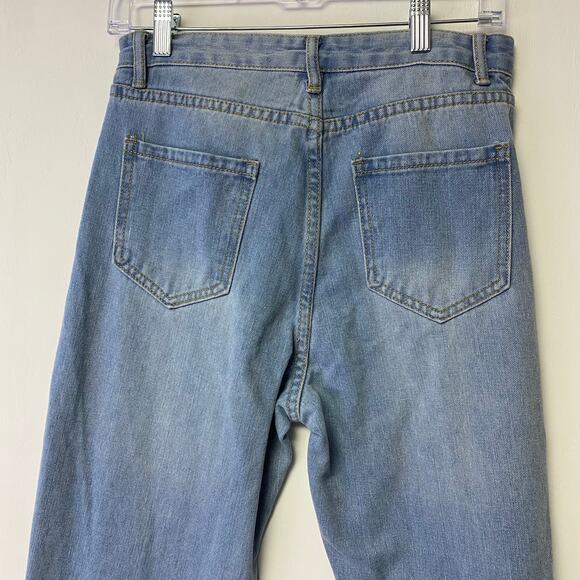 SHEIN Mom Jeans Women's High Waisted Distress Light Wash Size Small - Picture 7 of 11